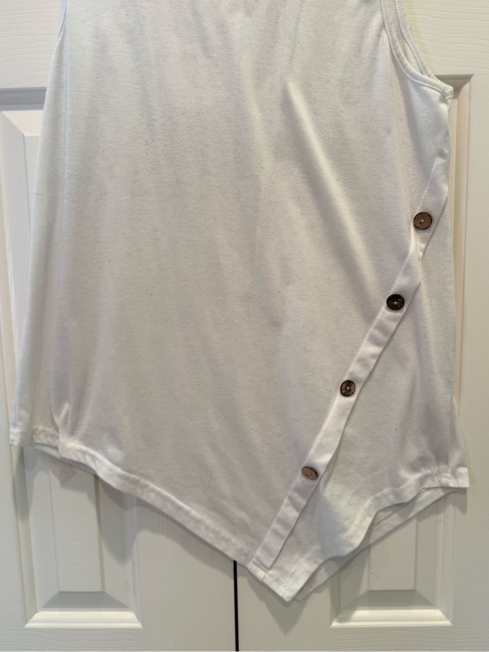 White Sleeveless Tank with Button Accent - Picture 5 of 6